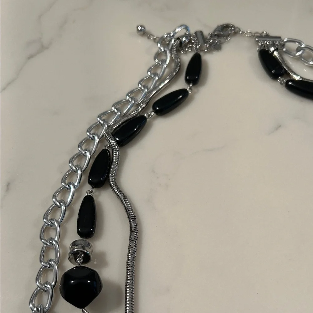 Chico's Black and Silver Multi-Strand Necklace